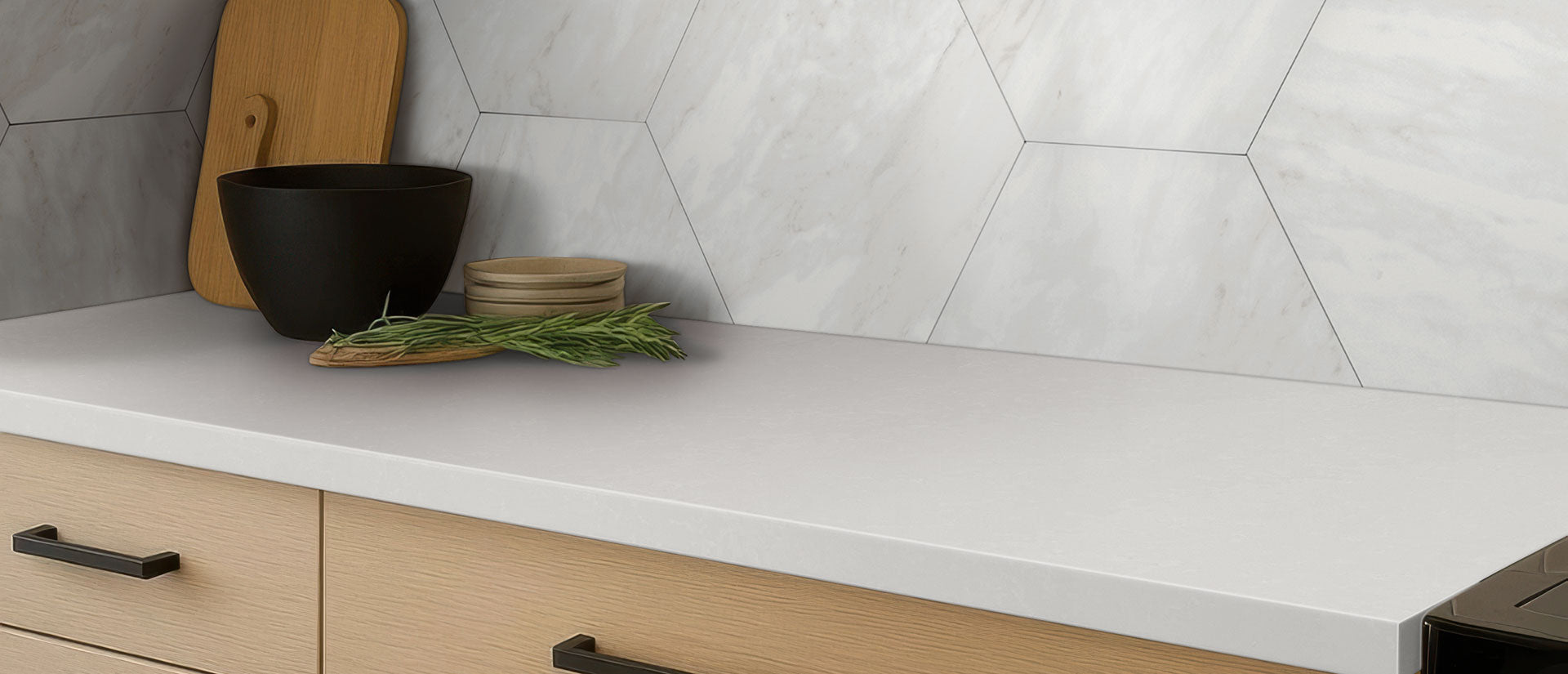 MSI Perla White quartz countertop room scene, sixth view