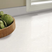 MSI Perla White Quartz — surface detail in white tonality factory-finished eased edge ready for install