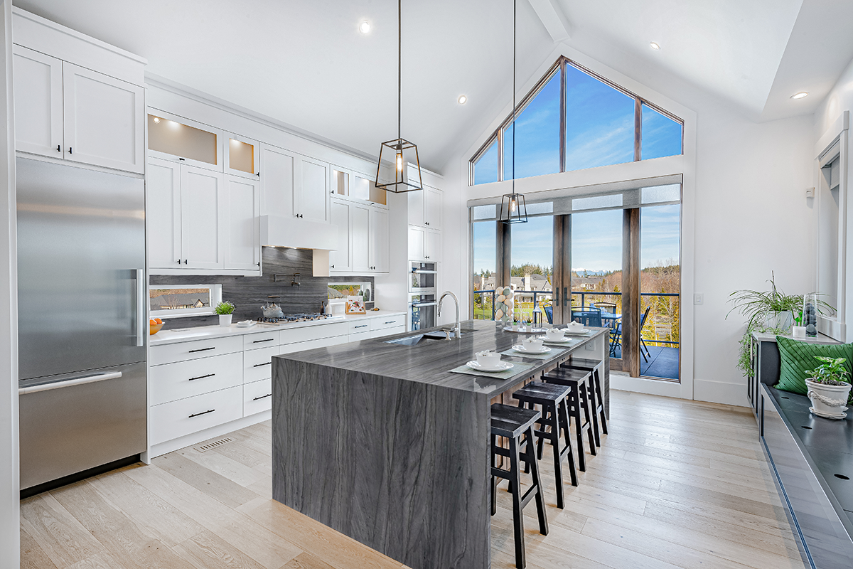 MSI Platinum Gray — surface detail in gray tonality metamorphic crystalline slab for kitchen install