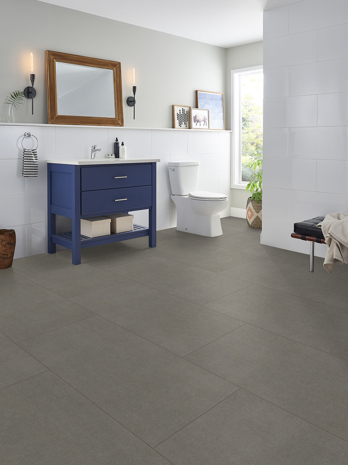 MSI Dimensions Gris — surface detail in natural tonality through-bodied porcelain for full-room install