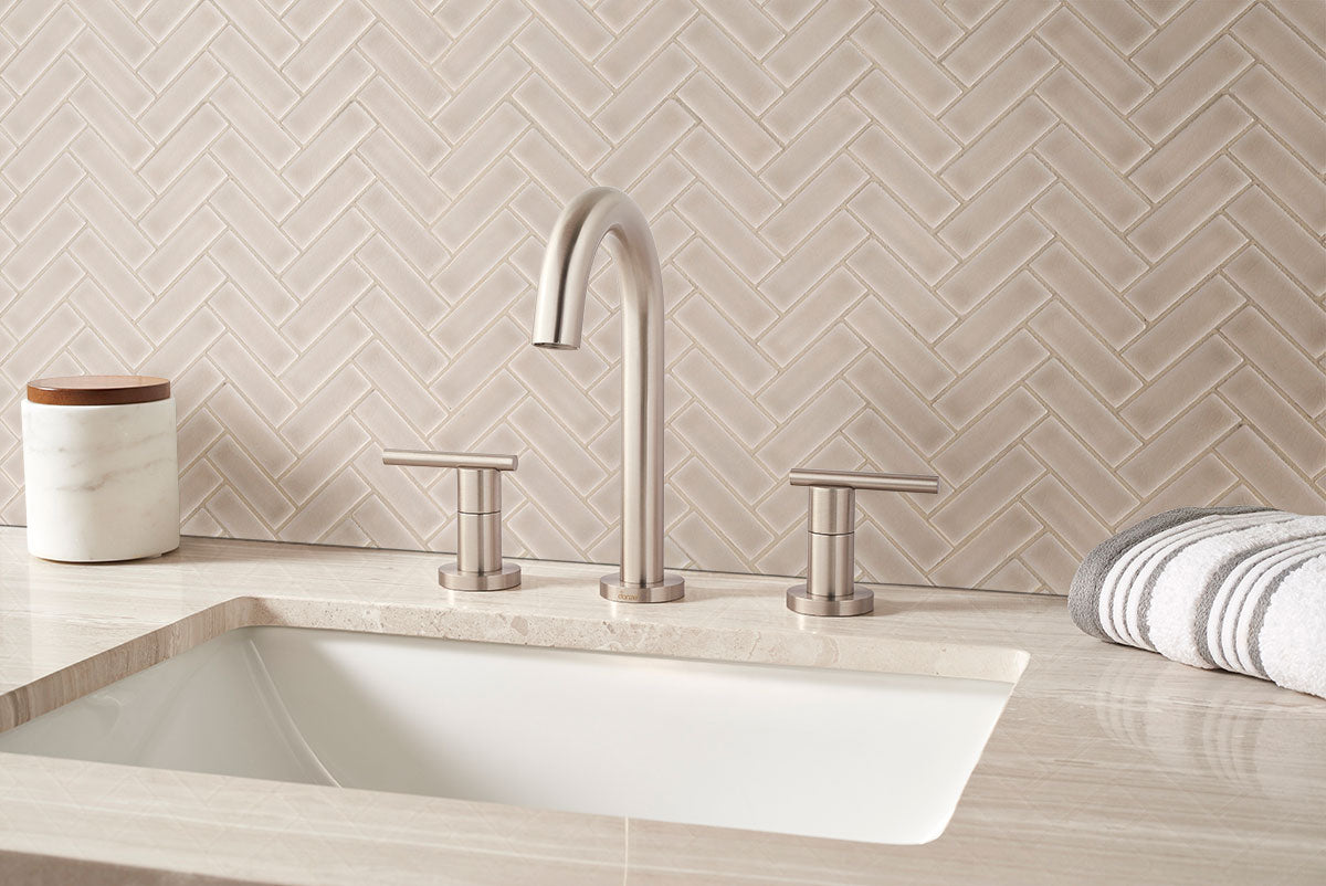 MSI Highland Park Portico Pearl Herringbone Tile — surface detail in pearl tonality