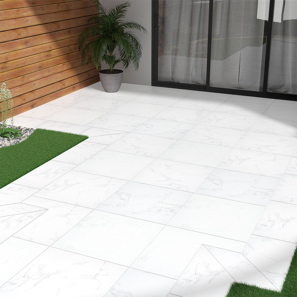 MSI Praia Carrara Porcelain Paver — surface detail in natural tonality