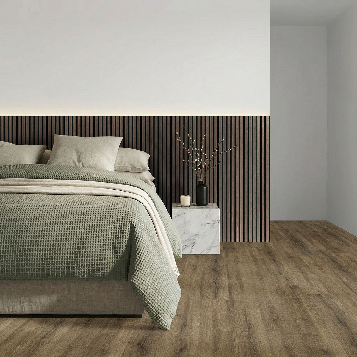 MSI Prescott Walnut Waves Luxury Vinyl Plank Flooring — surface detail in walnut tonality