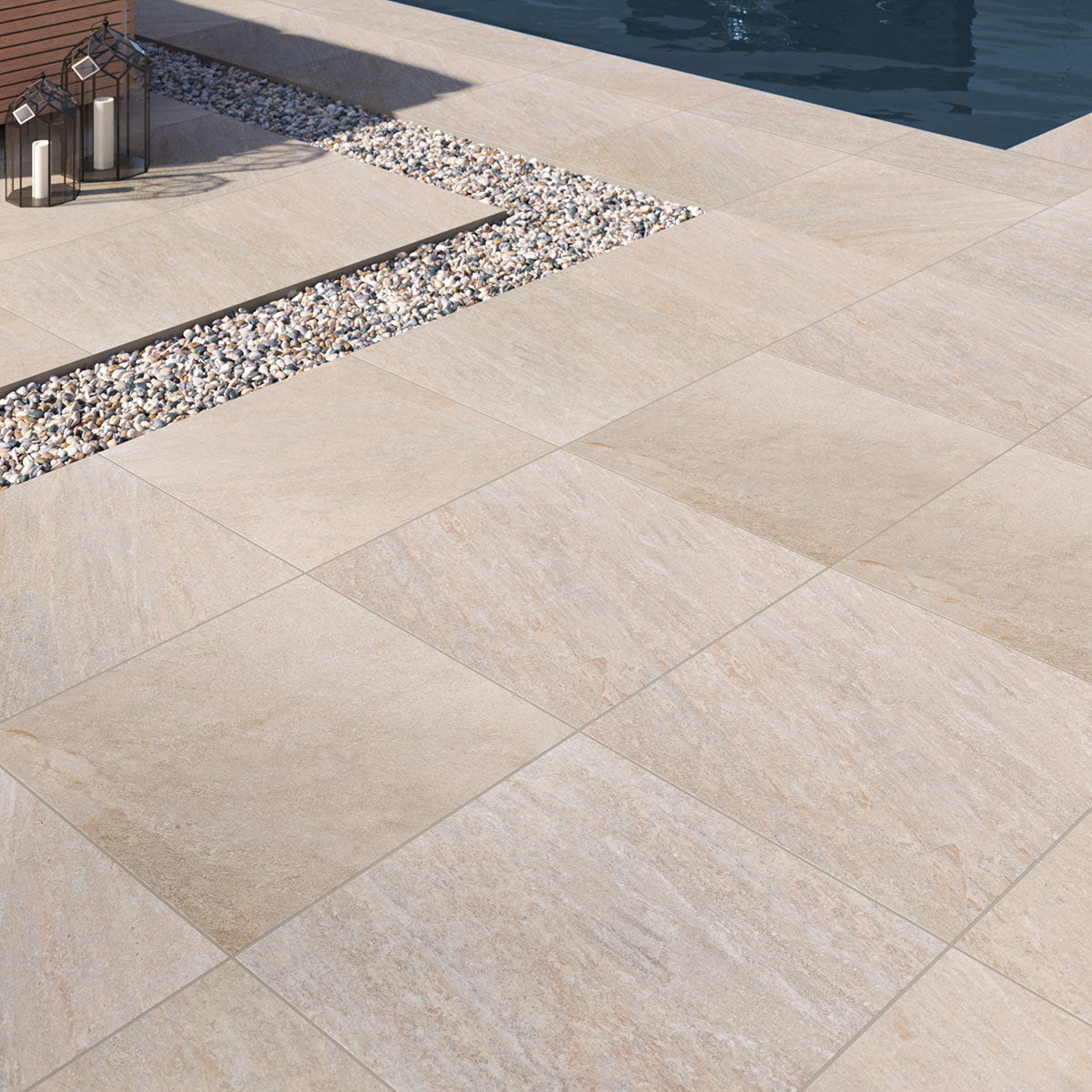 MSI Quartz Beige Porcelain Paver — surface detail in beige tonality