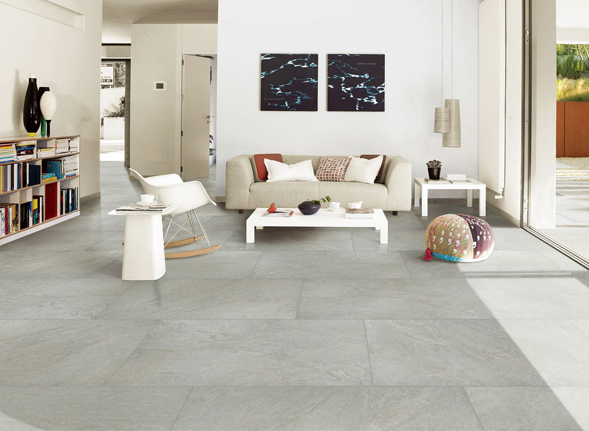 MSI Legions Quartz White — surface detail in white tonality through-bodied porcelain for full-room install