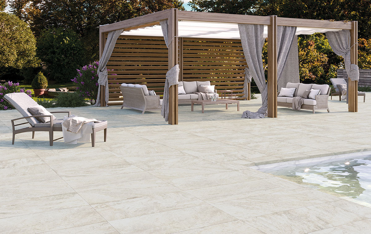 MSI Legions Quartz White — surface detail in white tonality through-bodied porcelain for full-room install