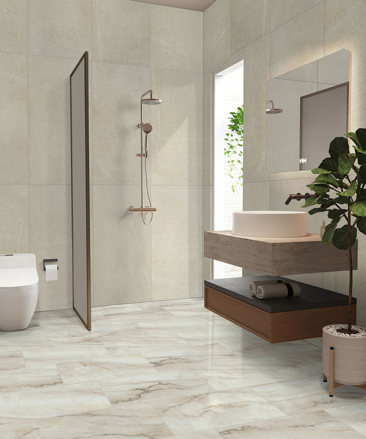 MSI Glenridge Quarzo Taj Luxury Vinyl Tile Flooring — surface detail in natural tonality