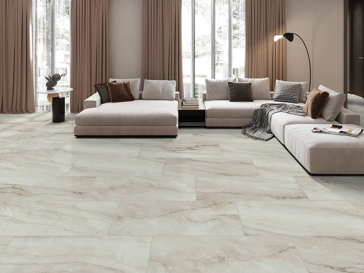 MSI Glenridge Quarzo Taj Luxury Vinyl Tile Flooring — surface detail in natural tonality