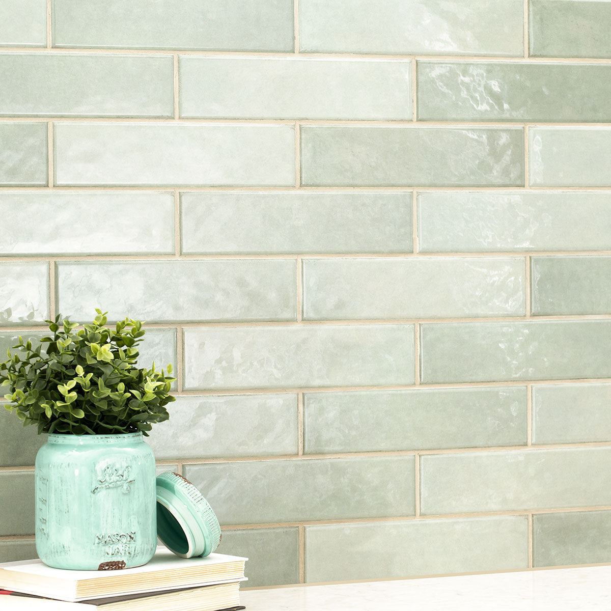 MSI Renzo Jade Ceramic Tile 3x12 — surface detail in natural tonality