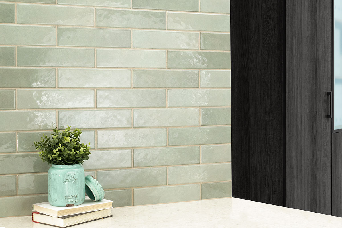 MSI Renzo Jade Ceramic Tile 3x12 — surface detail in natural tonality
