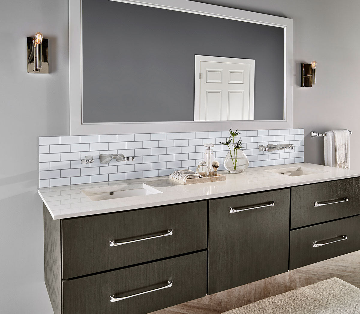MSI Domino Retro Brick Bianco White Tile — surface detail in white tonality