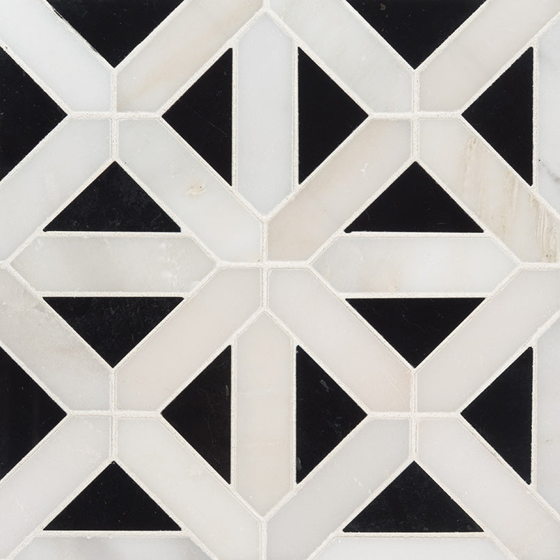 MSI Retro Fretwork Polished Marble Tile — Geometric Pattern Tile