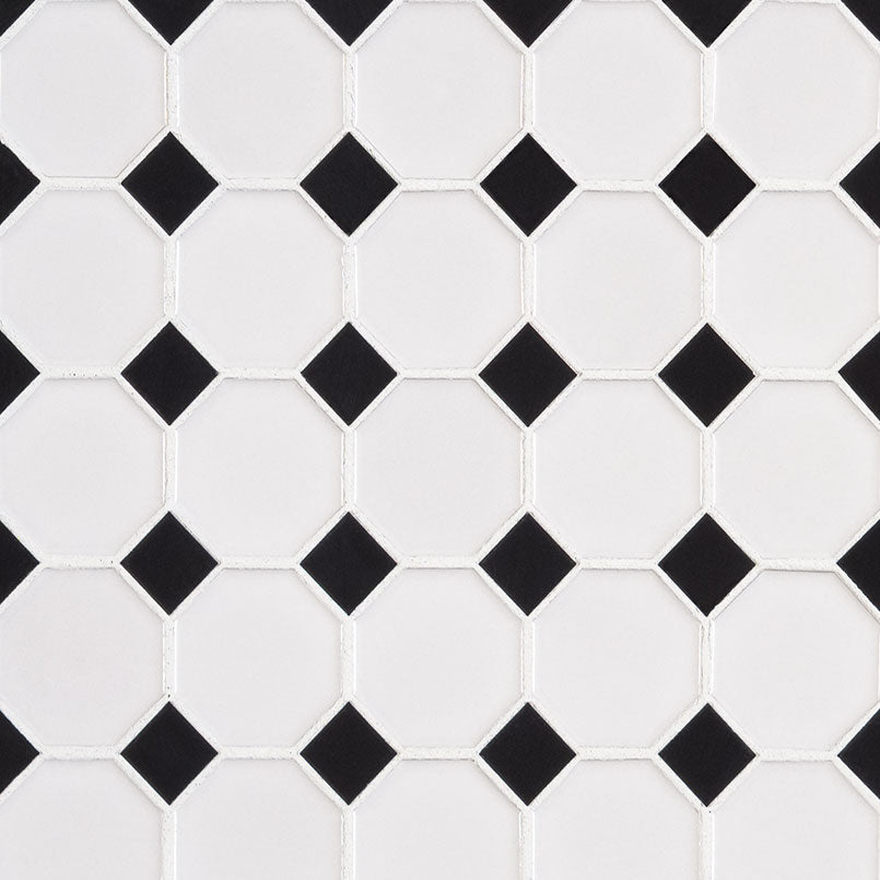 MSI Domino Retro Bianco Glossy Octagon Tile — Porcelain Wall Tile