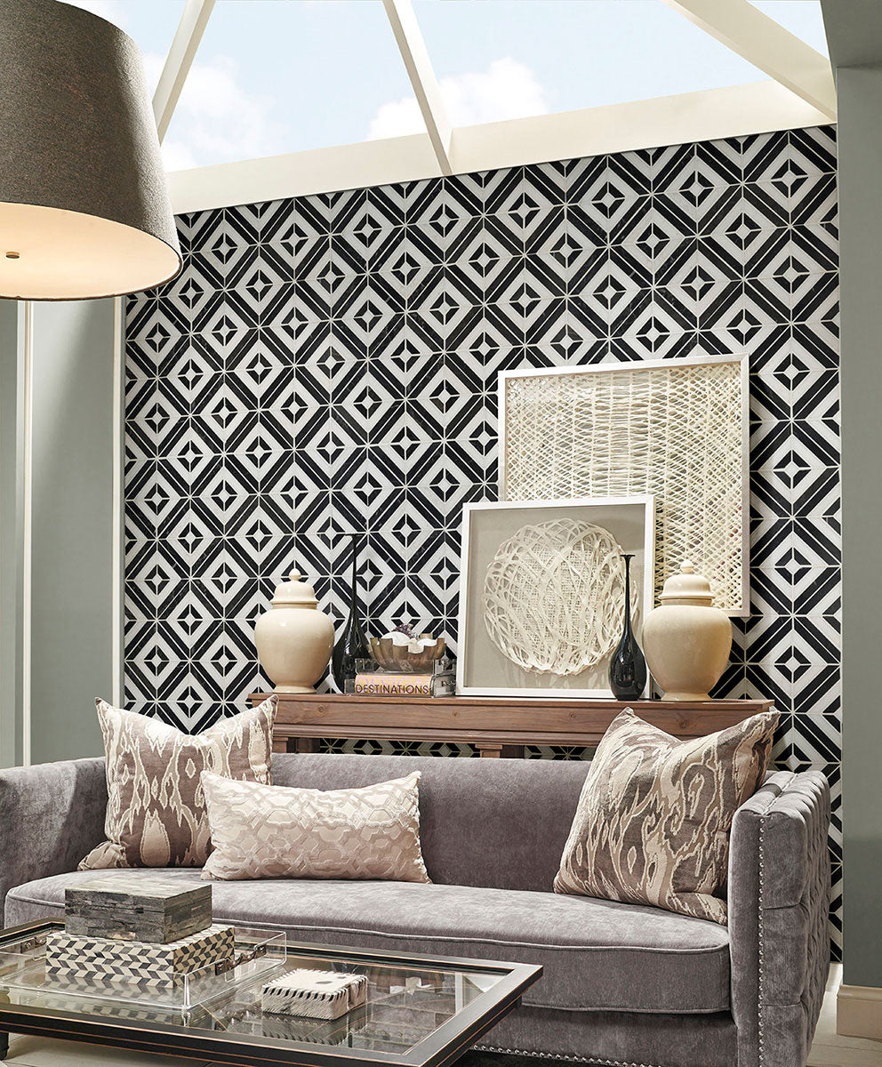 MSI Rhombix Nero Geometric Tile — surface detail in natural tonality
