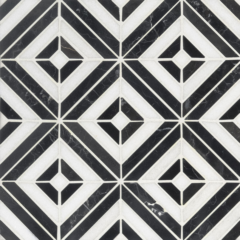 MSI Rhombix Nero Geometric Tile — Geometric Pattern Tile polished