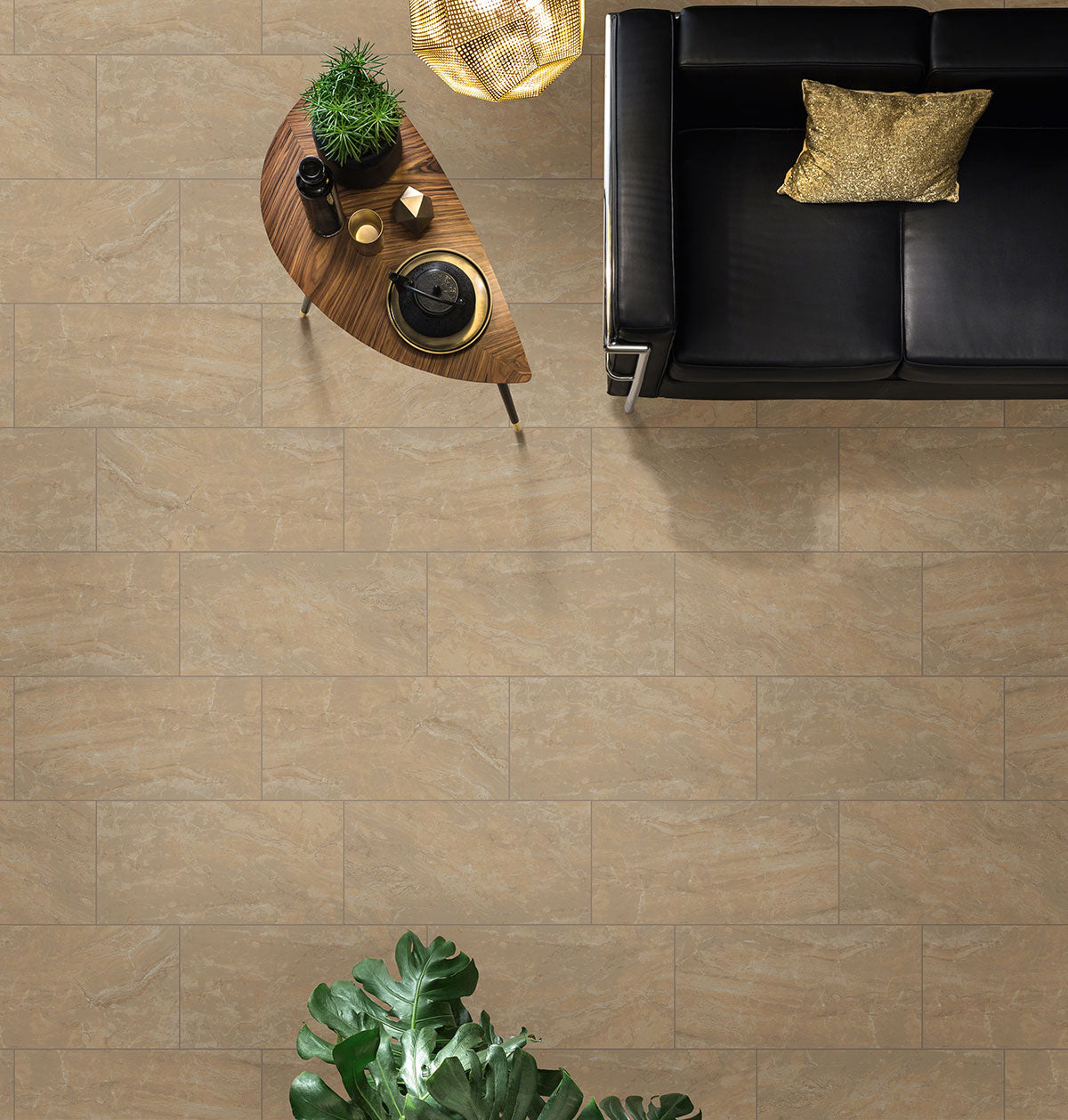 MSI Onyx Sand — surface detail in sand tonality through-bodied porcelain for full-room install