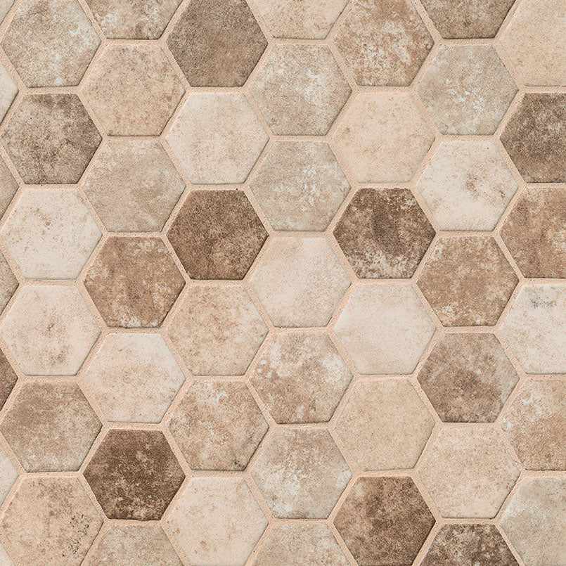 MSI Sandhills Hexagon Mosaic Tile — Glass Mosaic Tile mesh-mounted for designer installs