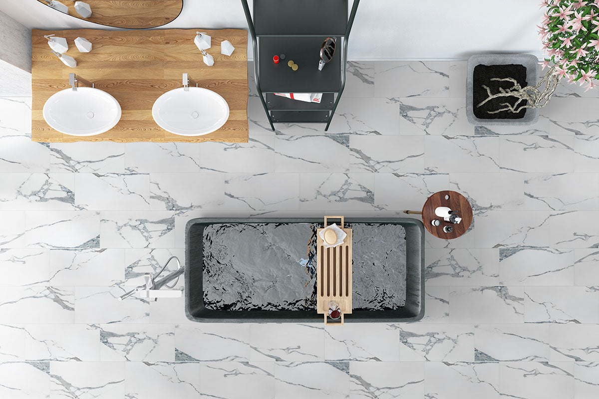MSI Savoy Azula — surface detail in natural tonality through-bodied porcelain for full-room install