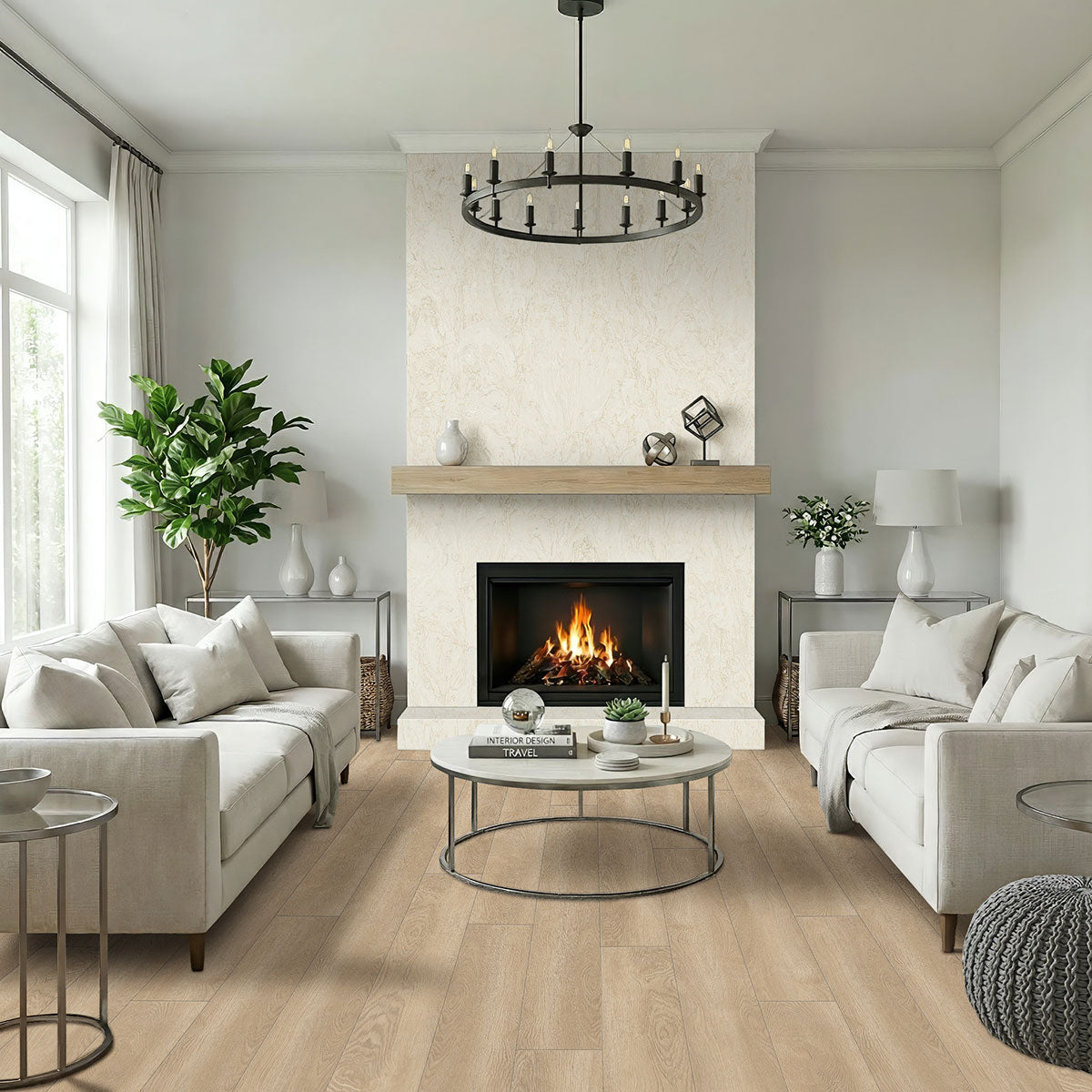 MSI Shorecliffs Schertz Oak Rigid Core Flooring — surface detail in natural tonality