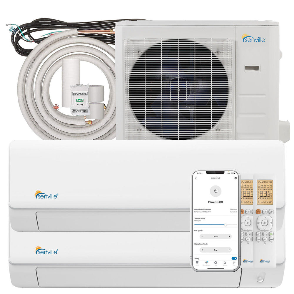 Senville 36000 BTU Dual Zone Ductless Mini Split & Heat Pump | SENA/36HF/D — Ductless Mini-Split