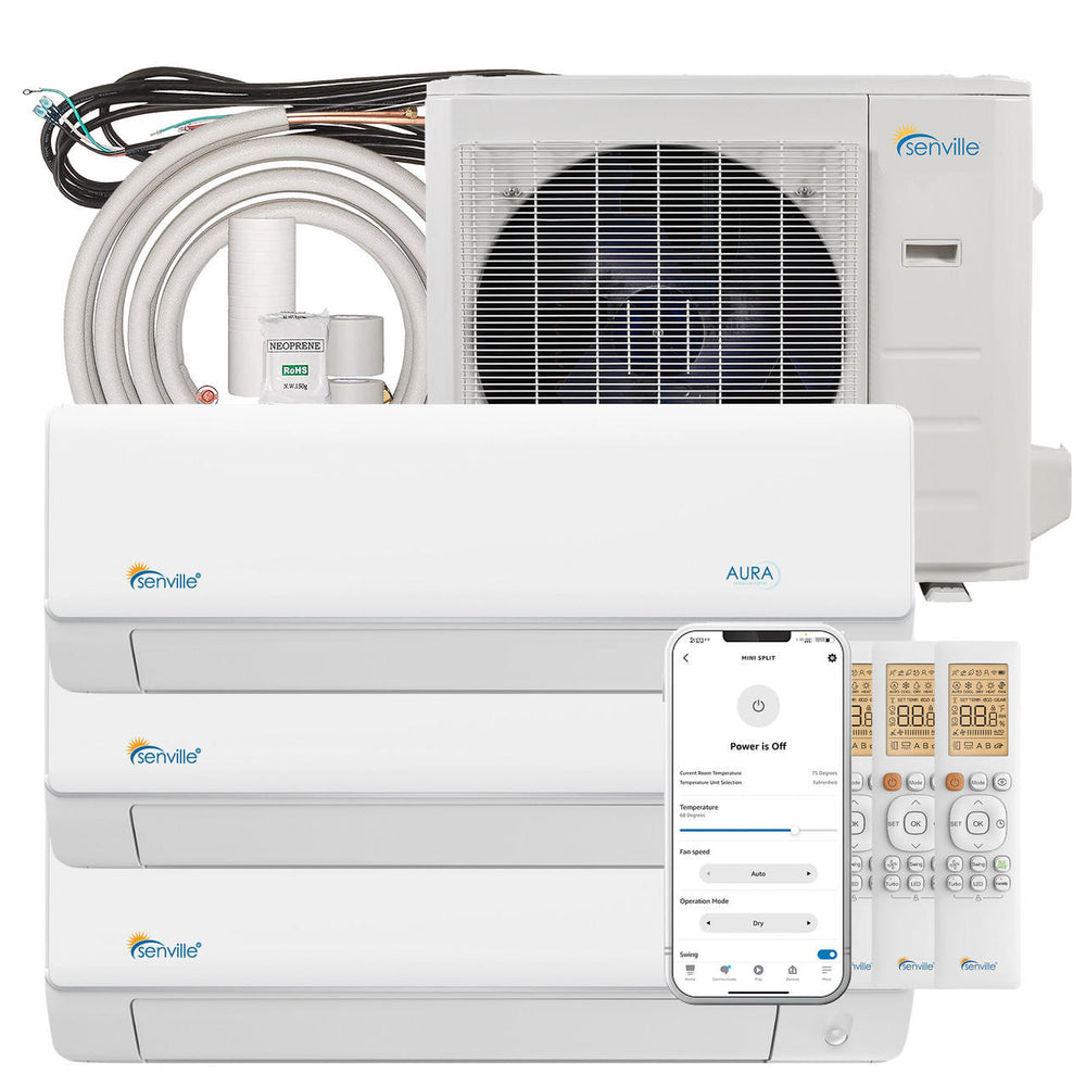 Senville 36000 BTU Tri-Zone Ductless Mini Split & Heat Pump | SENA/36HF/T — Ductless Mini-Split