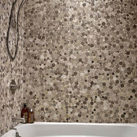 MSI White Oak Serenity Stone Pebble Mosaic — surface detail in white tonality