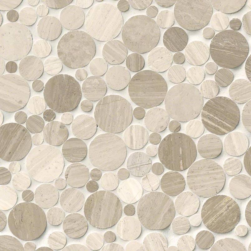 MSI White Oak Serenity Stone Pebble Mosaic — Natural Stone Mosaic in white tonality