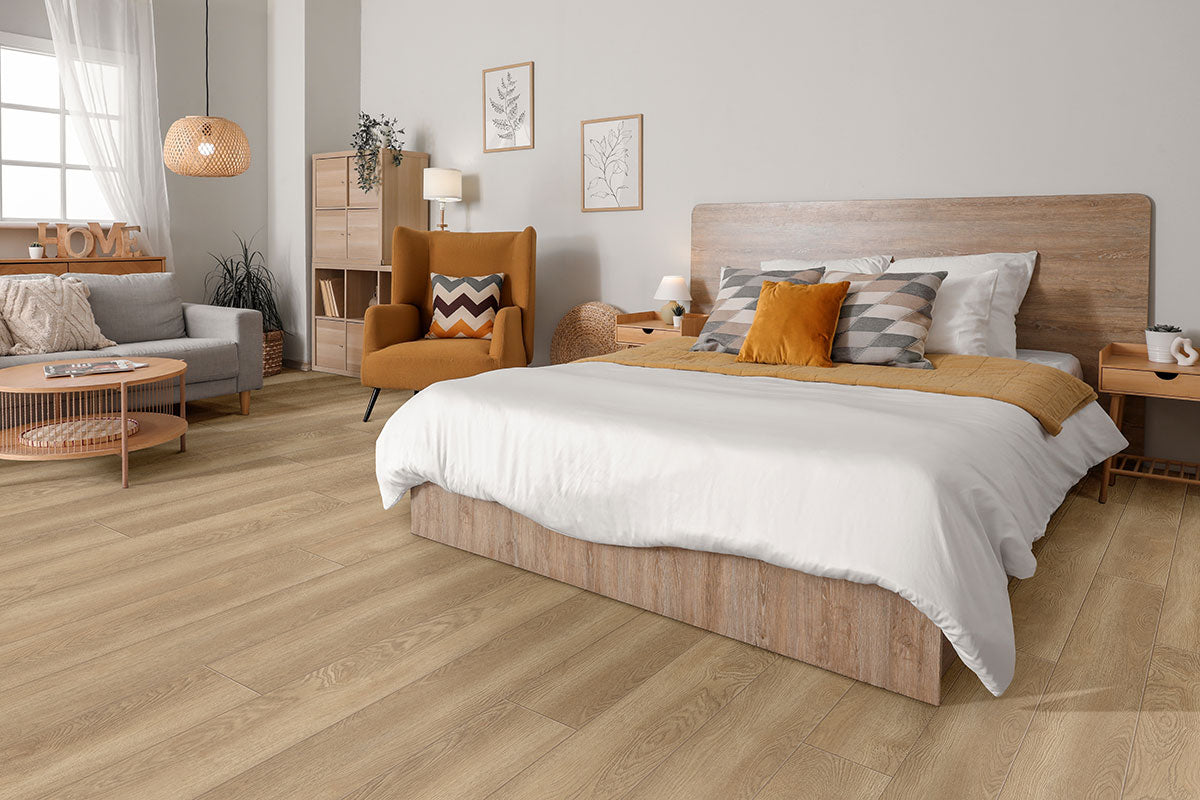 MSI Shorecliffs Schertz Oak Rigid Core Flooring — surface detail in natural tonality