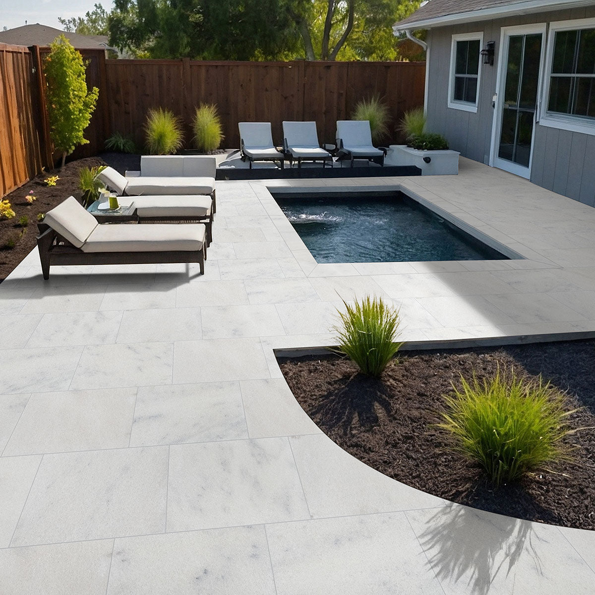 MSI Sierra White Marble Paver — surface detail in white tonality