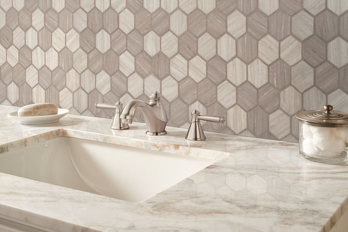 MSI Silva Oak 2" Hexagon Mosaic Tile — surface detail in natural tonality
