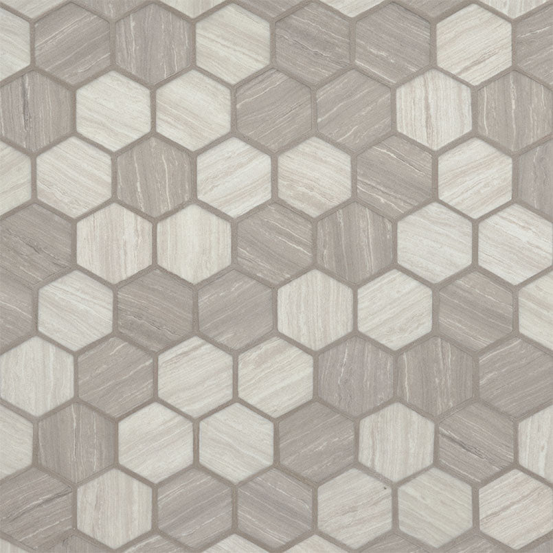 MSI Silva Oak 2" Hexagon Mosaic Tile — Glass Mosaic Tile mesh-mounted for designer installs