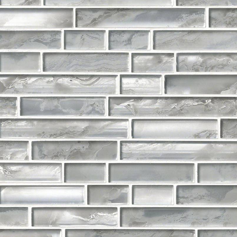 MSI Silver Canvas Interlocking Tile — Glass Mosaic Tile in silver tonality