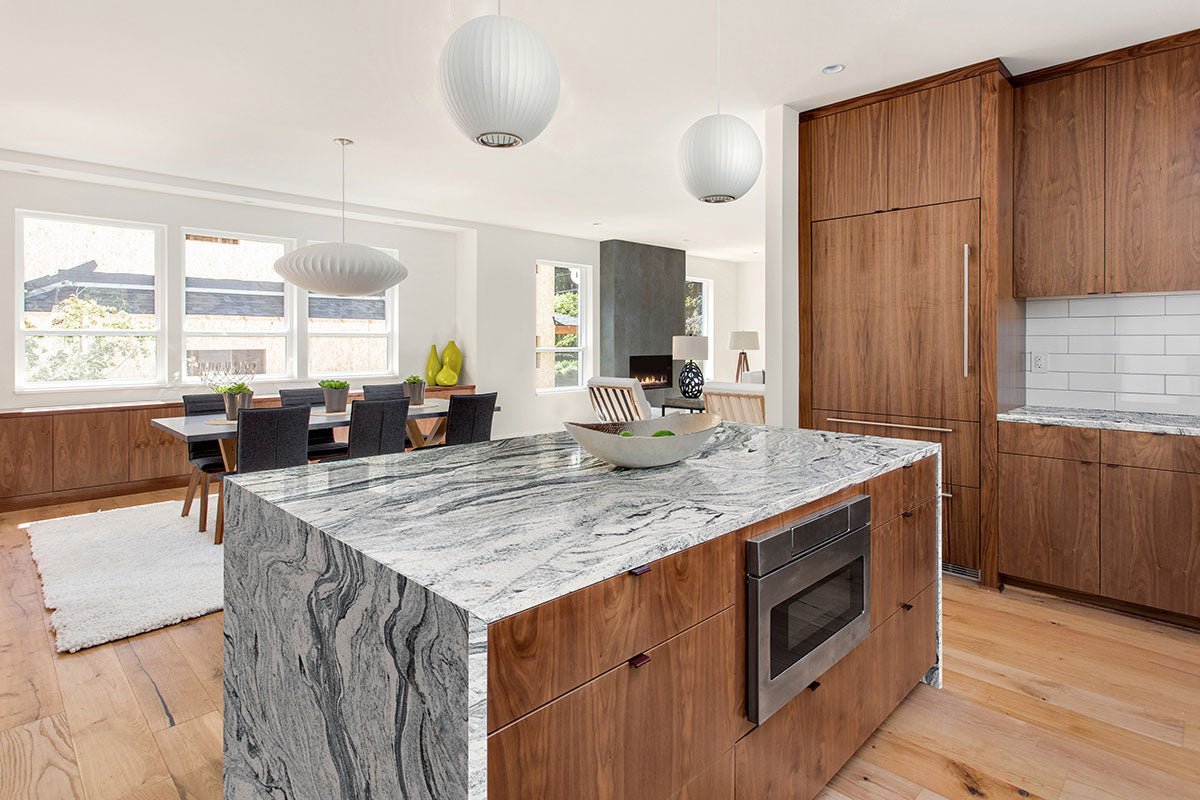 MSI Silver Cloud Granite - Pre-Fab Countertop shown installed in a finished room, fifth view
