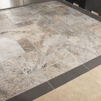 MSI Tuscany Scabas Silver Travertine — surface detail in silver tonality