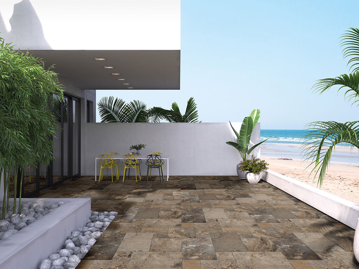 MSI Tuscany Scabas Silver Travertine — surface detail in silver tonality
