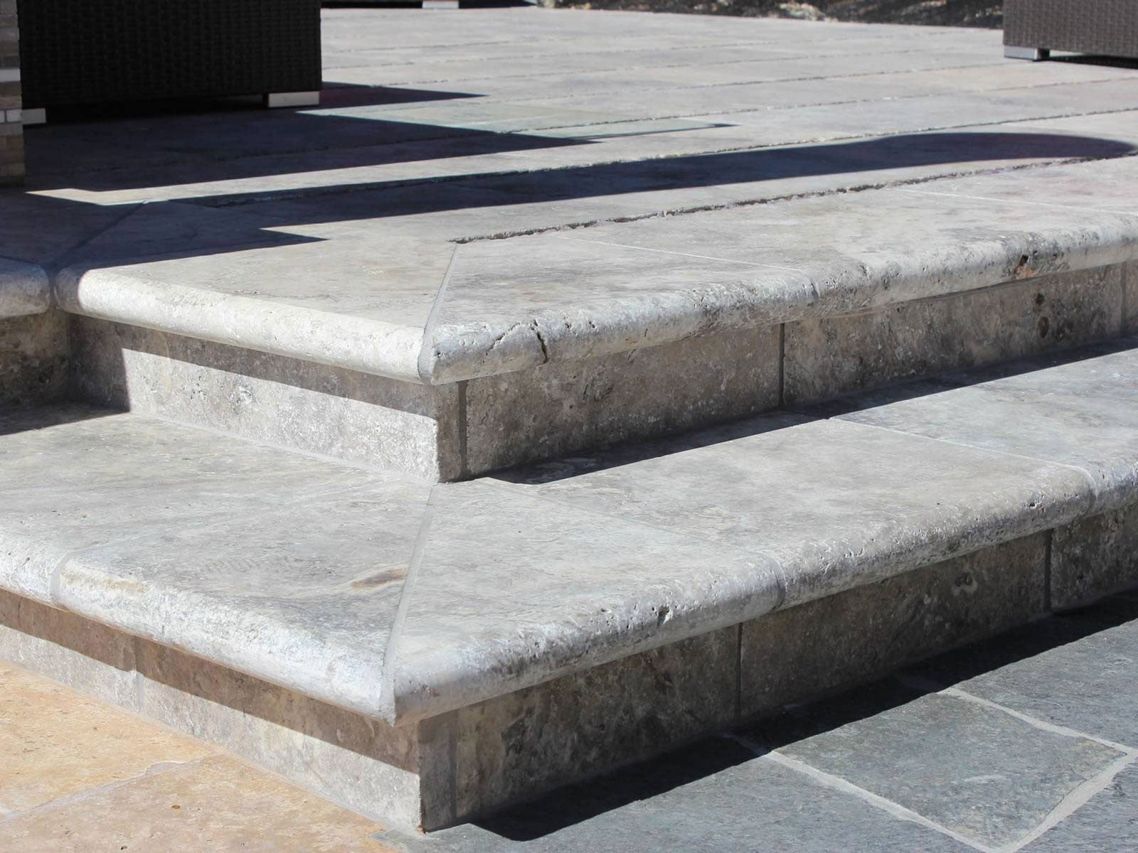 MSI Silver Travertine Coping — surface detail in silver tonality