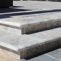 MSI Silver Travertine Coping — surface detail in silver tonality