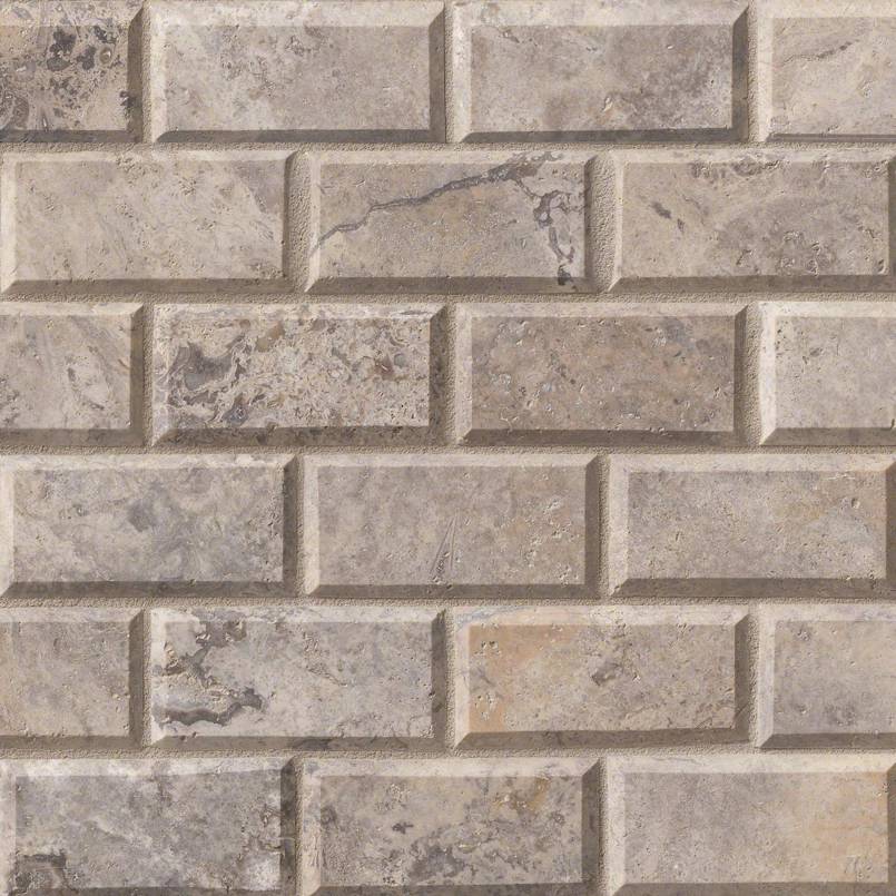 MSI Silver Travertine Subway Tile 2x4 — Natural Stone Mosaic in silver tonality