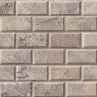 MSI Silver Travertine Subway Tile 2x4 — Natural Stone Mosaic in silver tonality
