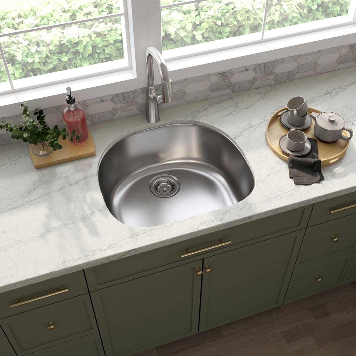 MSI 18G 2321 Sinks — surface detail in natural tonality heavy-gauge undermount single-bowl kitchen sink