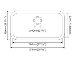 MSI 18G 3018 Sinks — surface detail in natural tonality heavy-gauge undermount single-bowl kitchen sink
