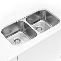 MSI 18G 50/50 — surface detail in natural tonality heavy-gauge undermount single-bowl kitchen sink