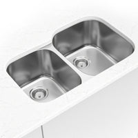 MSI 18G 40/60 — surface detail in natural tonality heavy-gauge undermount single-bowl kitchen sink