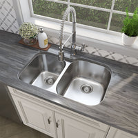 MSI 18G 40/60 — surface detail in natural tonality heavy-gauge undermount single-bowl kitchen sink