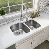 MSI 18G 60/40 — surface detail in natural tonality heavy-gauge undermount single-bowl kitchen sink