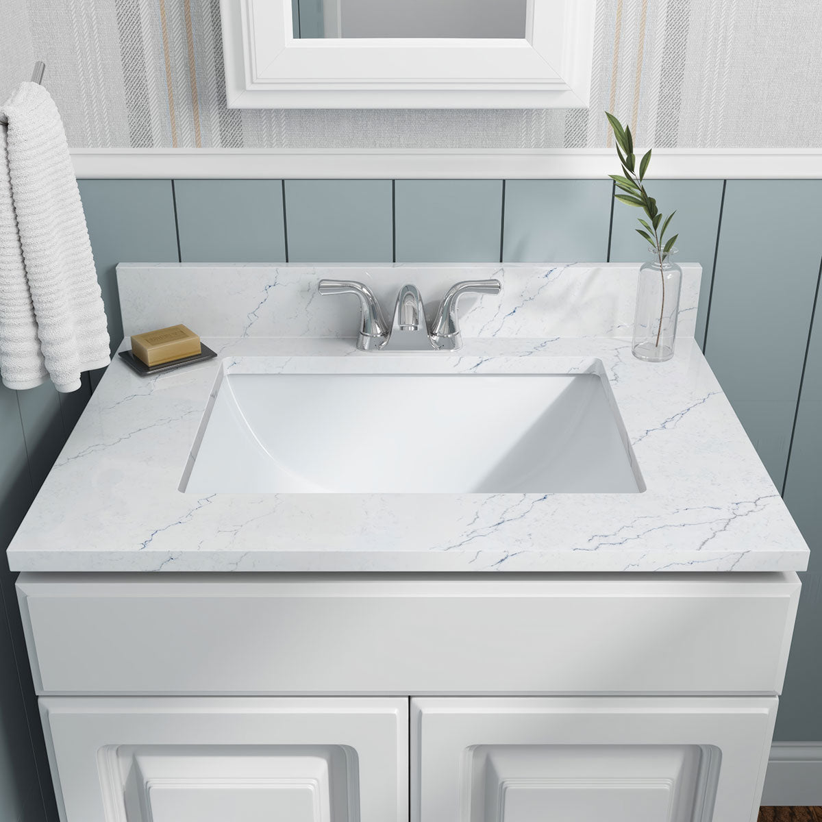 Vanity White Rectangle Porcelain - 2015