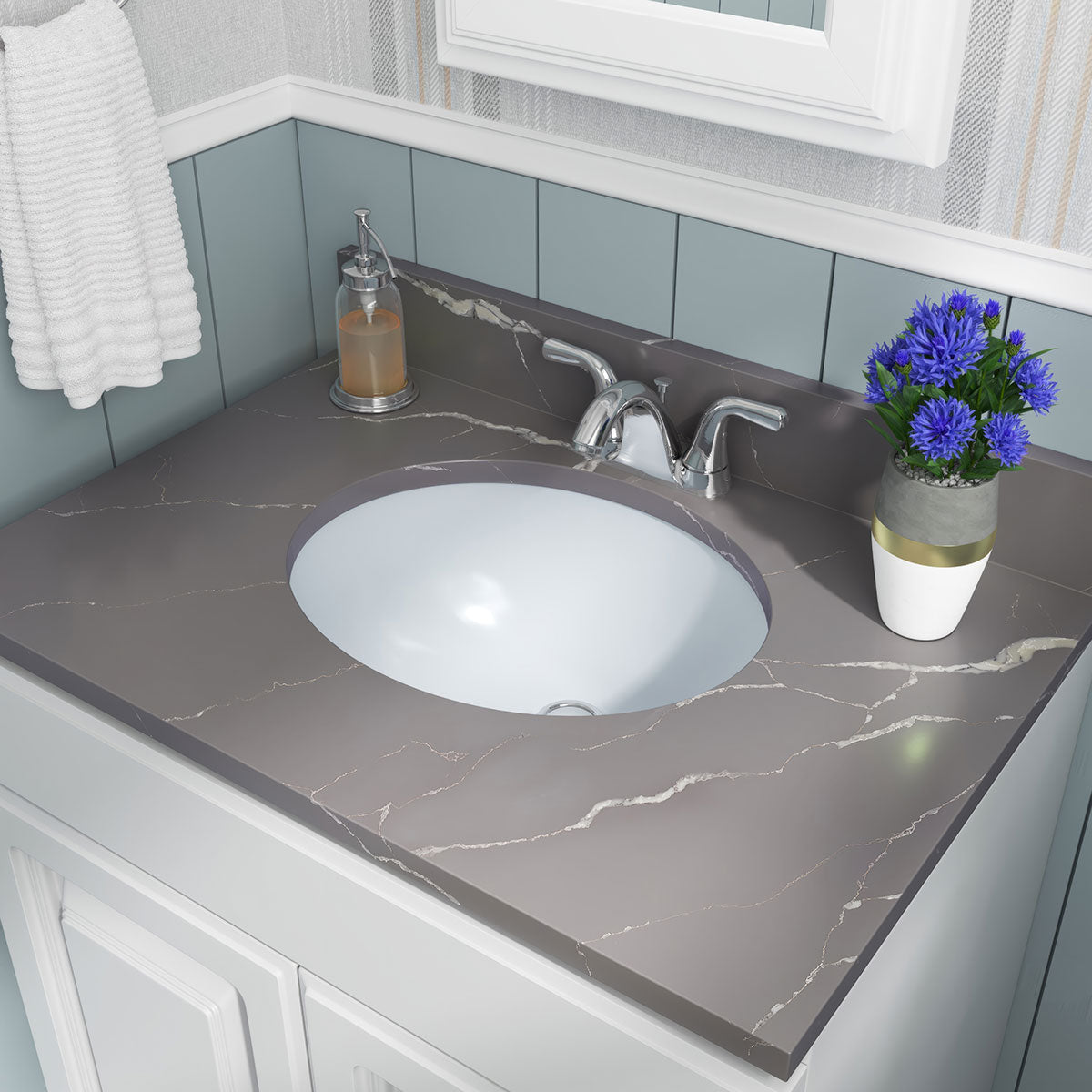 Vanity White Oval Porcelain - 1512