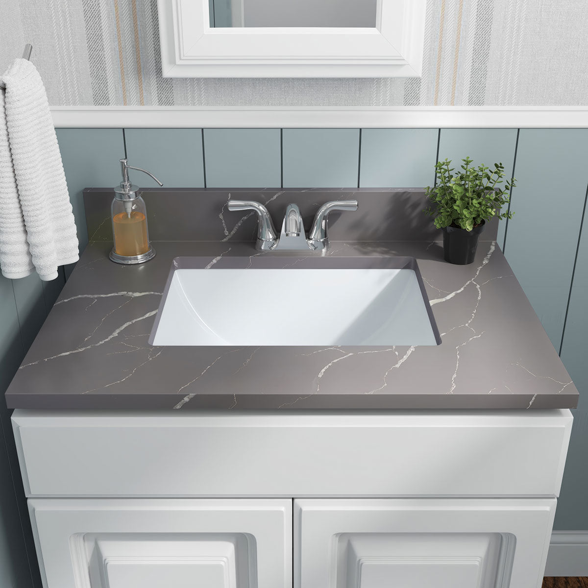 MSI White Rectangle 1813 Sinks — surface detail in white tonality