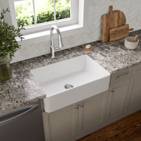 MSI Fireclay Farmhouse White Single Bowl-3020 Sinks — surface detail in white tonality