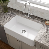 MSI Fireclay Farmhouse White Single Bowl-3020 Sinks — surface detail in white tonality
